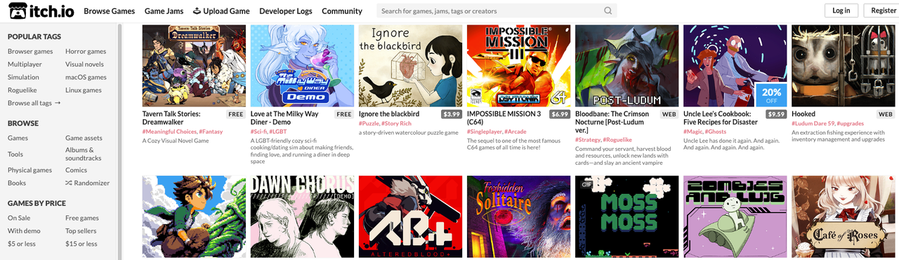 Browse top indie games on itch.io and score them using a cutting-edge video-to-music platform.