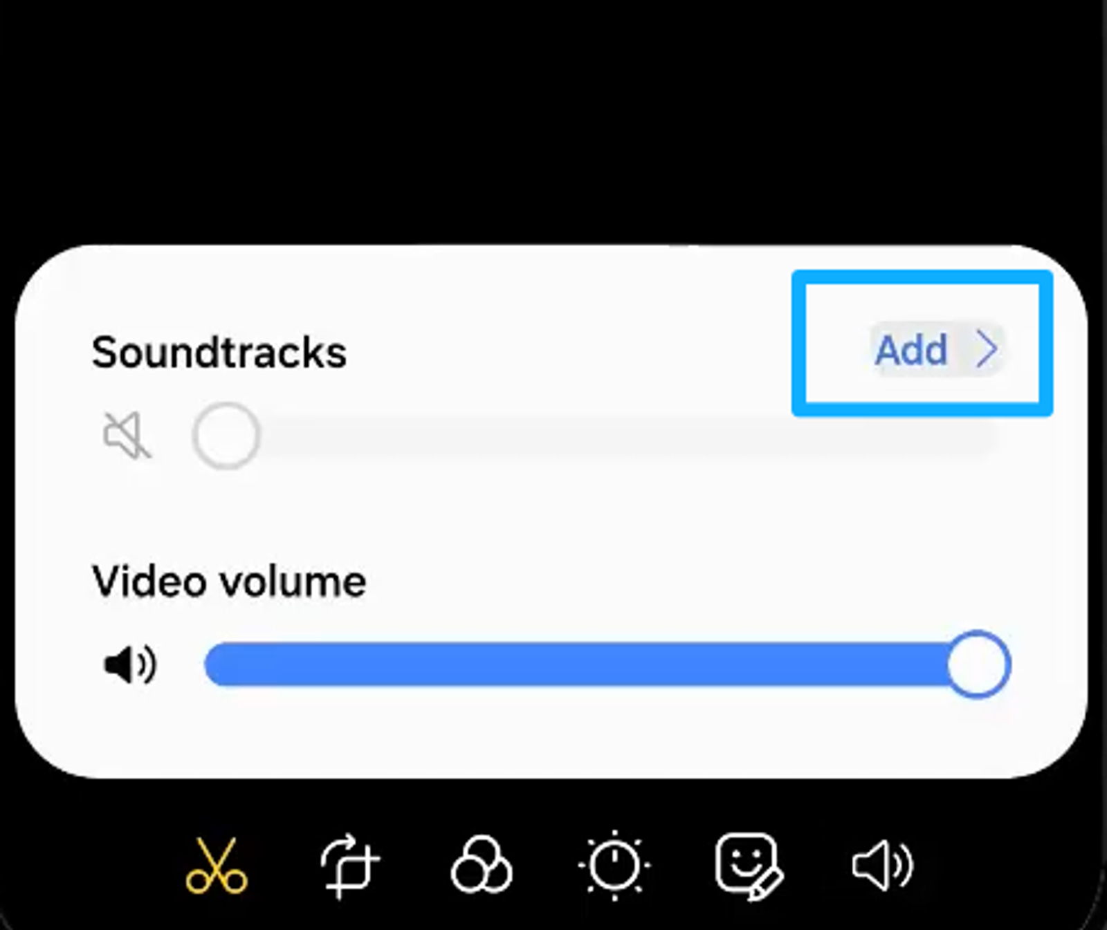 Select the Add button under soundtracks. This is a crucial step for how to add music to a video on android devices.