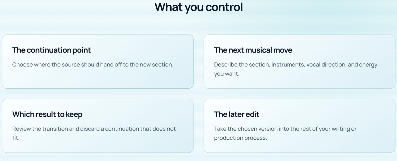 Discover what editing features you can control during sonauto ai music generation, from continuation points to moves.