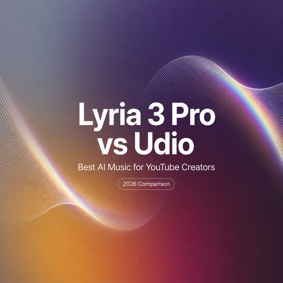 Title card for a 2026 creator guide comparing ai music generators, focusing on lyria 3 pro vs udio.