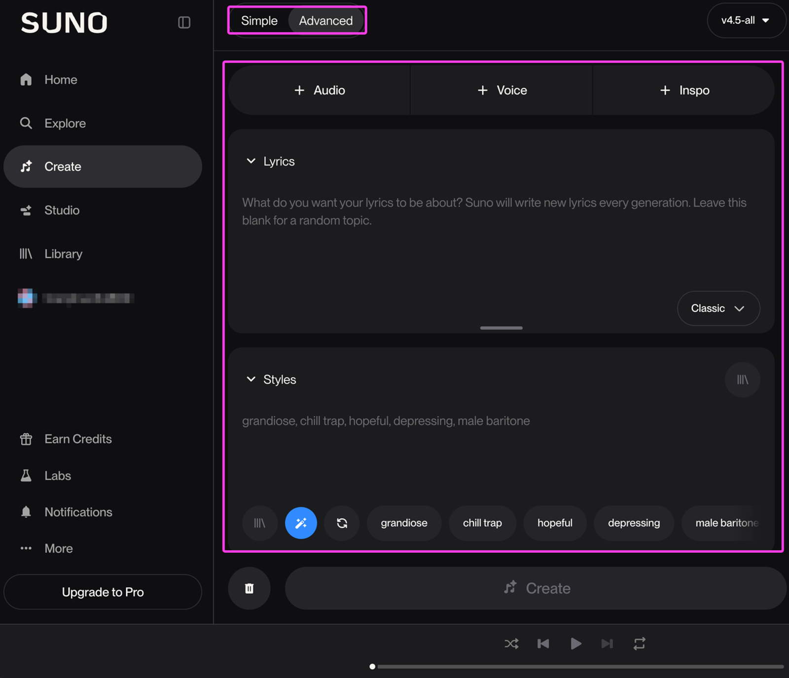Comparing advanced features in the Suno vs ACE Studio debate, highlighting the custom style and voice prompt menus.