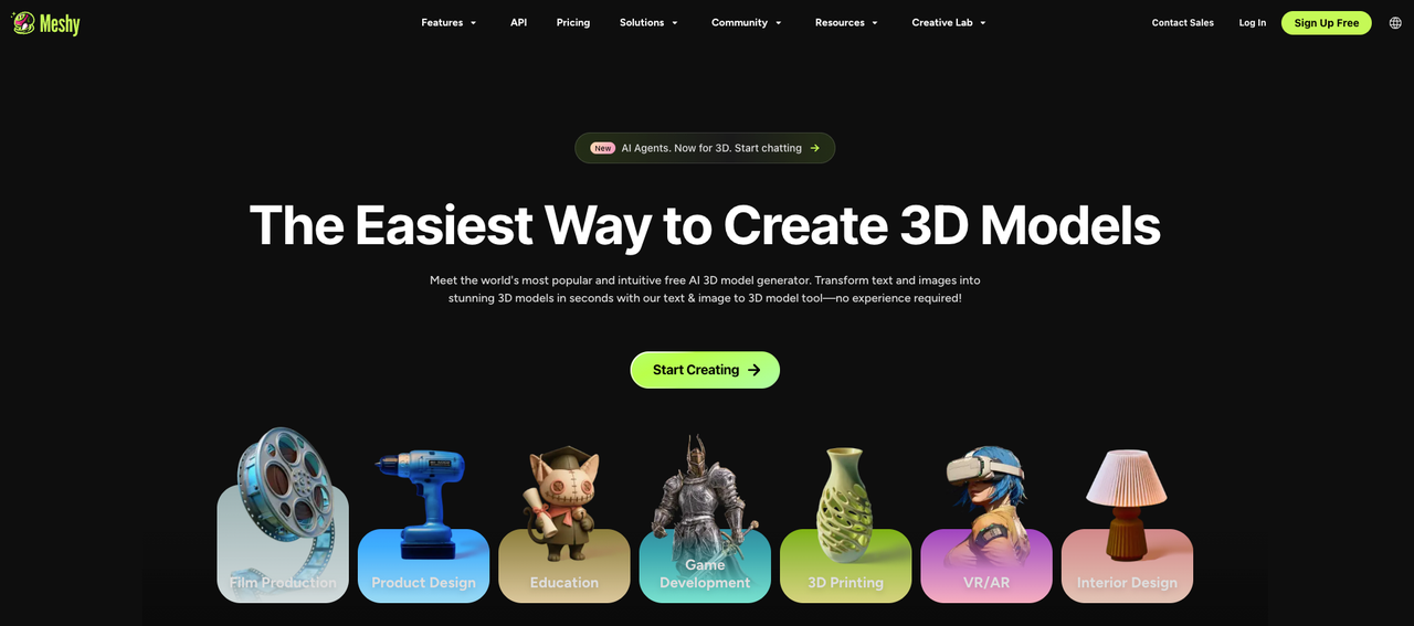 Use Meshy.ai, a premier Best AI Game Asset Generator designed to create high-quality 3D models from text and images.