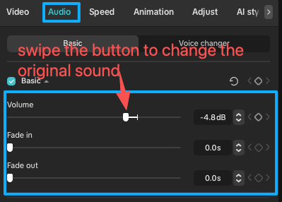 Adjust volume, fade in, and fade out settings smoothly when you add mp3 to mp4 to balance the original and added sounds.