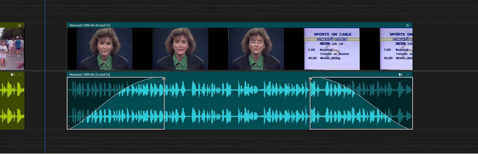 Apply a seamless premiere music fade out effect to the start and end of your timeline clips for polished audio.