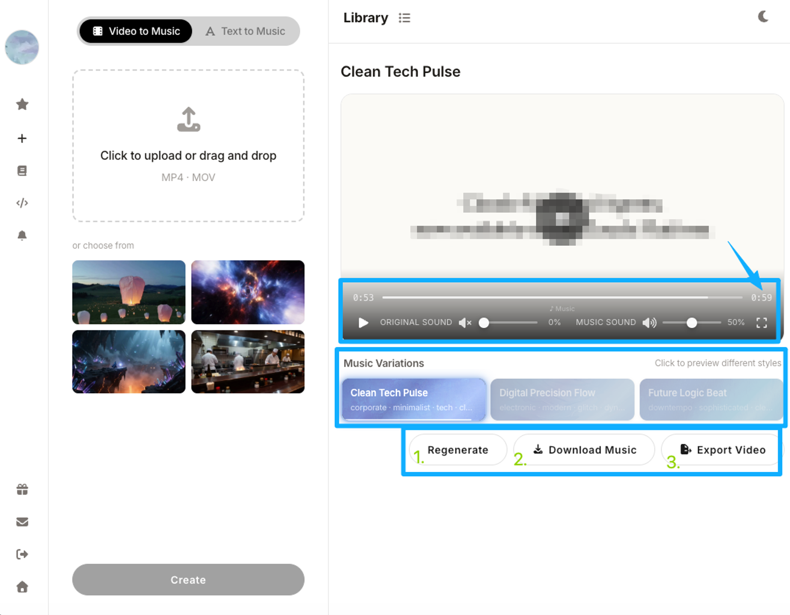 Upload your clip to Sonilo's AI tool to master how to add music to a video on iphone without manual audio syncing.