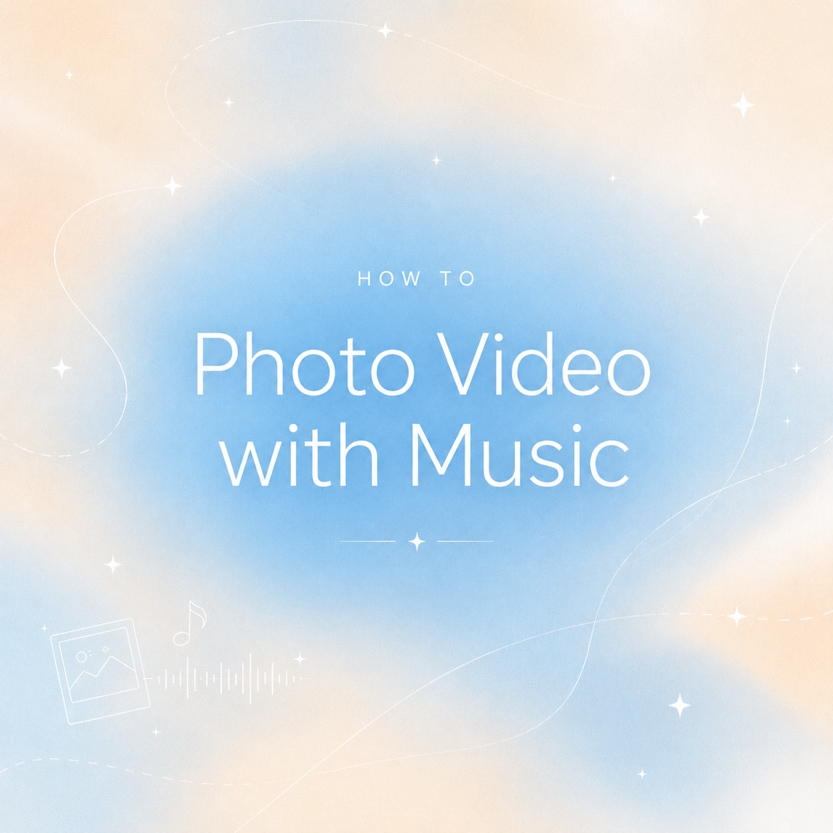 A title card explaining how can i make a photo video with music using simple steps.