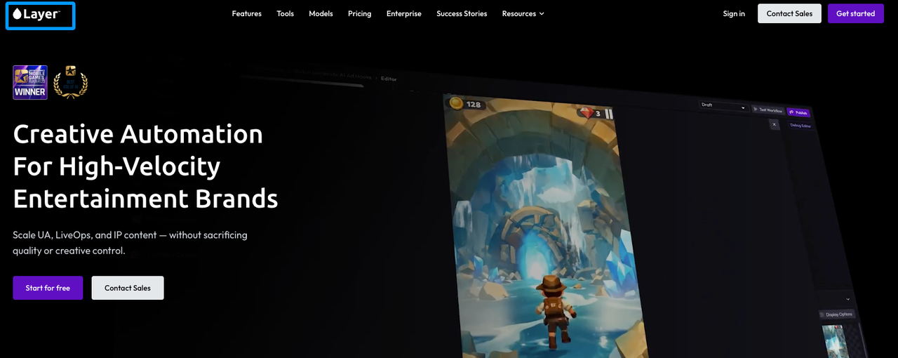 Layer offers creative automation for studios, serving as a robust Best AI Game Asset Generator for high-velocity brands.