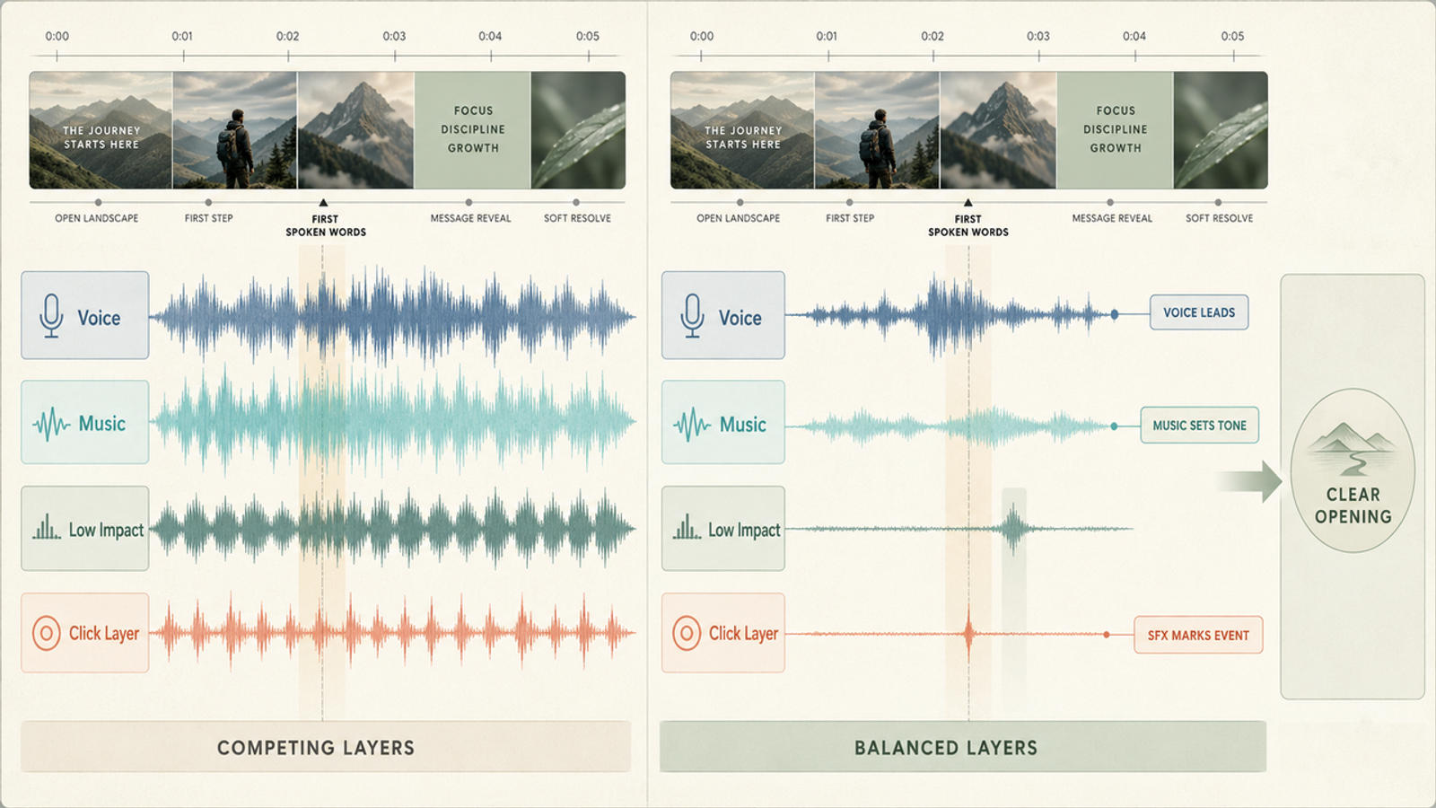 See how to balance competing audio layers when using the best intro drop in sound effects for a clear video opening.