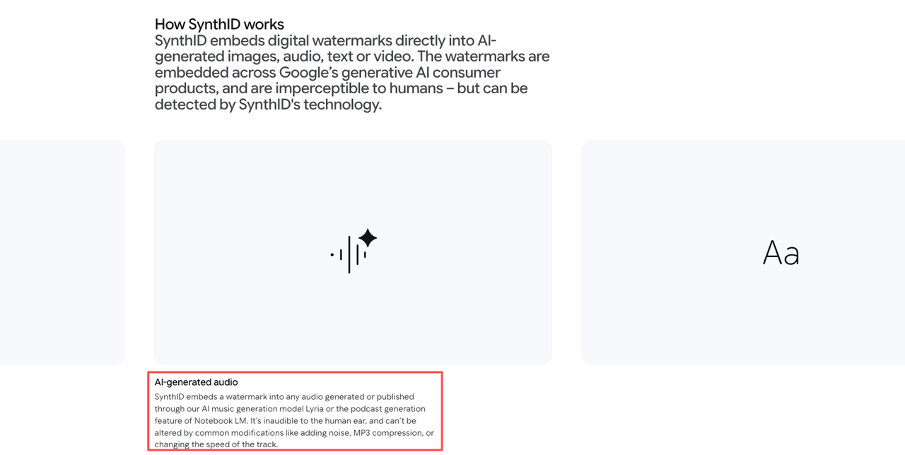 Explanation of SynthID audio watermarking technology, an important safety aspect in lyria 3 pro vs udio.
