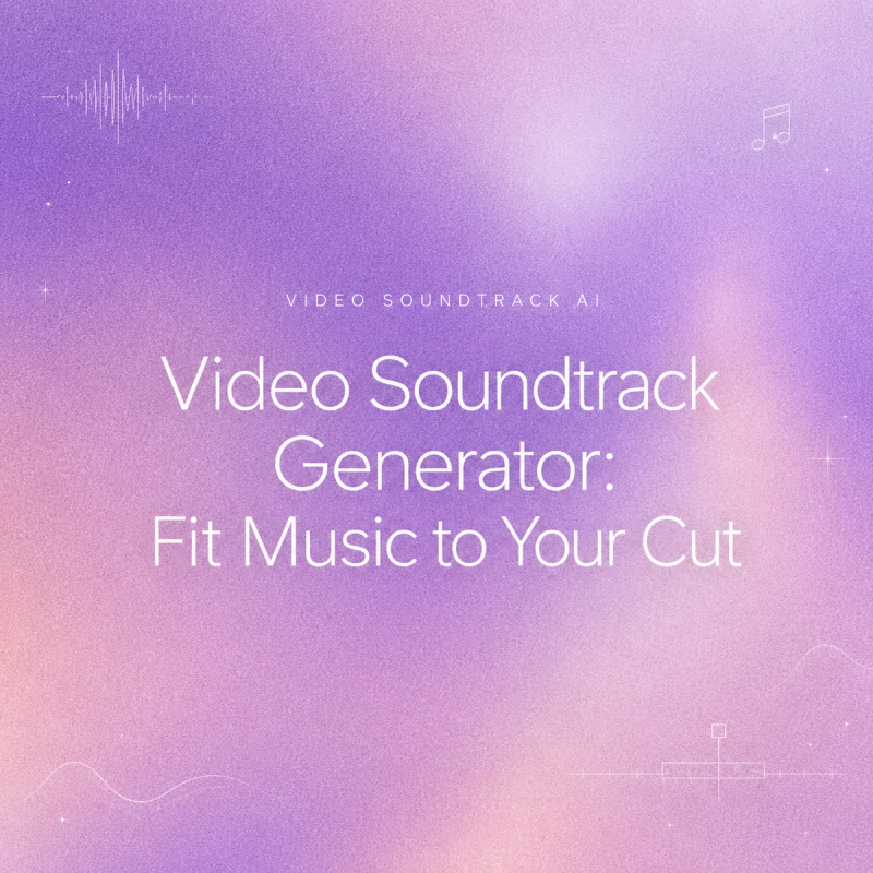 Graphic title card introducing an AI video soundtrack generator that helps editors easily fit music to their cut perfectly.