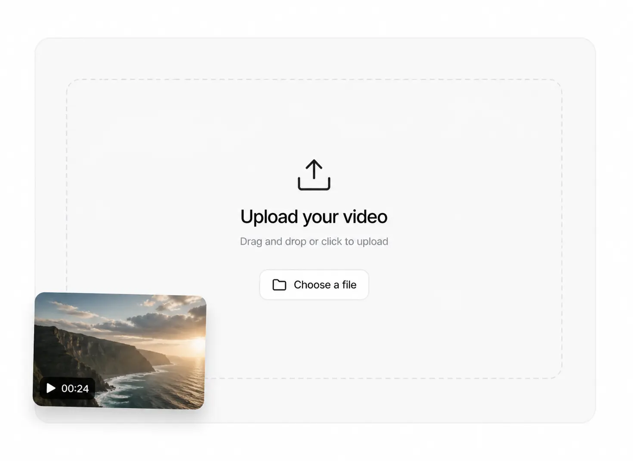 Easily drag and drop files into the clean upload interface of this modern video-to-music platform.