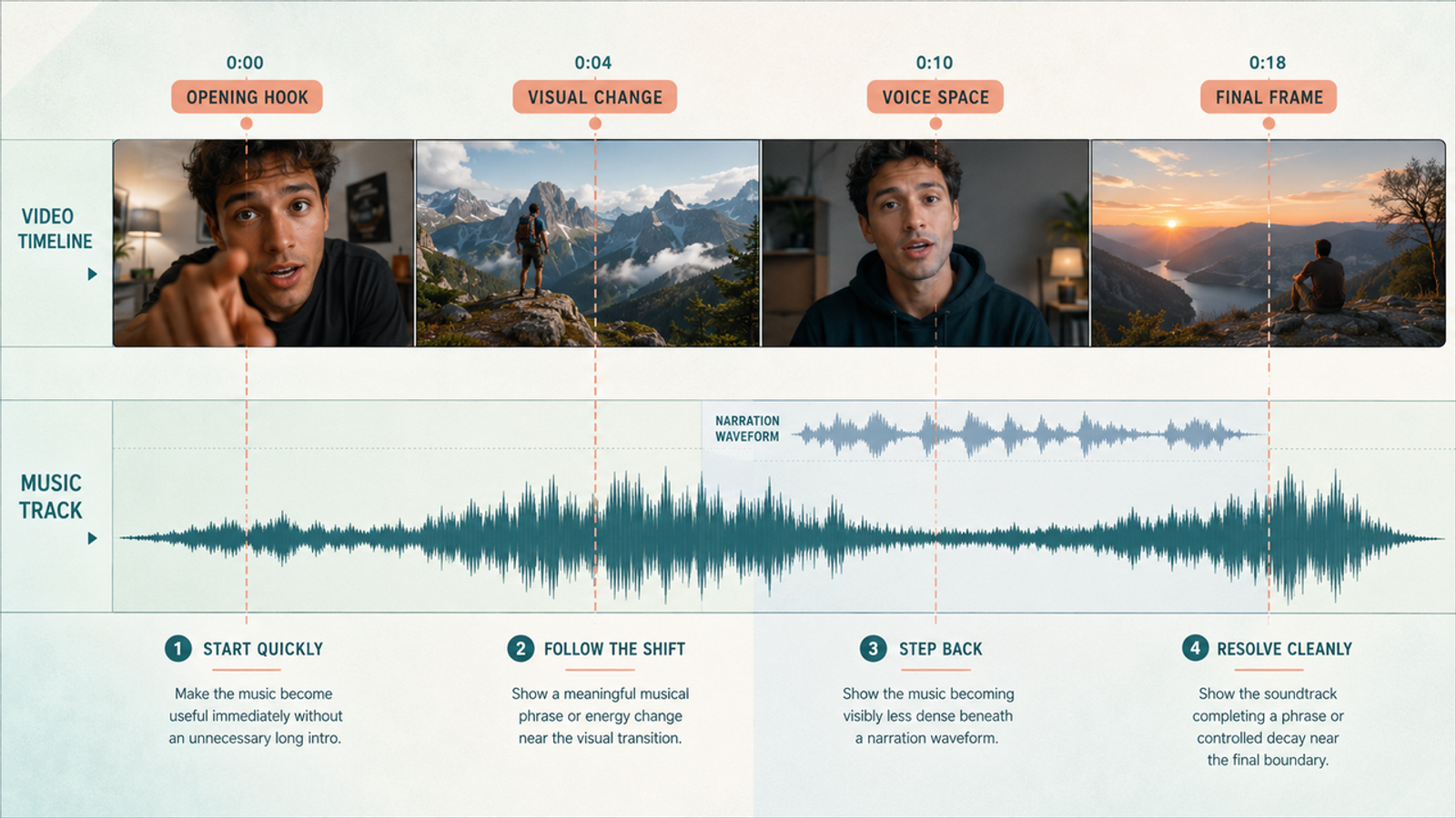 Step-by-step synchronization guide for best ai music generators for creators 2026, aligning audio waveforms with key video timeline markers.