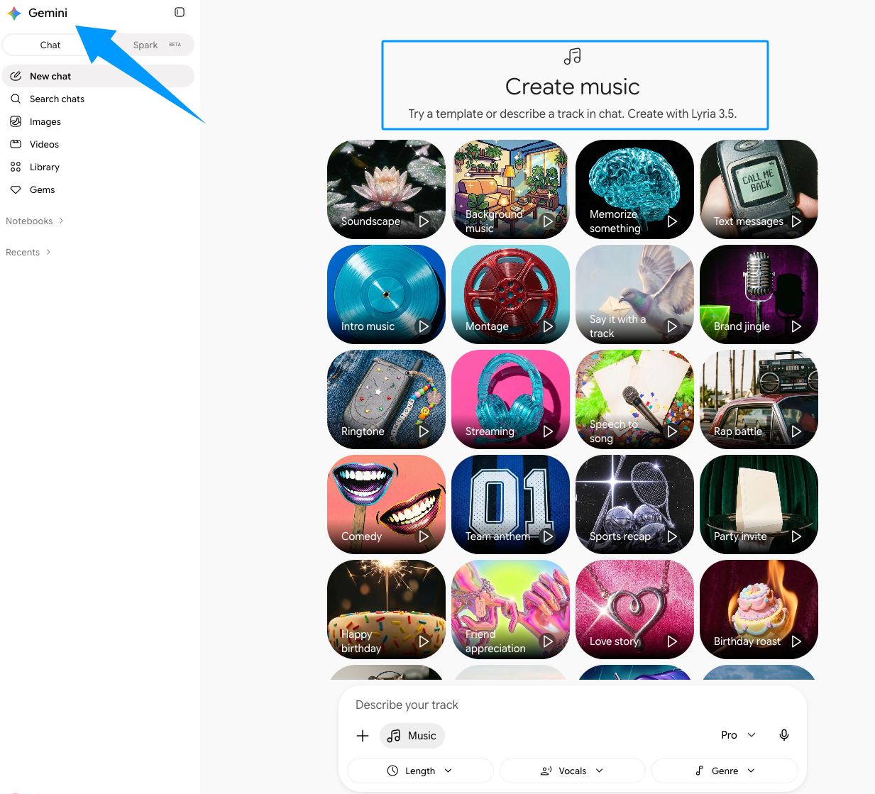 This Lyria 3.5 review highlights the Gemini interface featuring various music creation templates like Brand jingle.