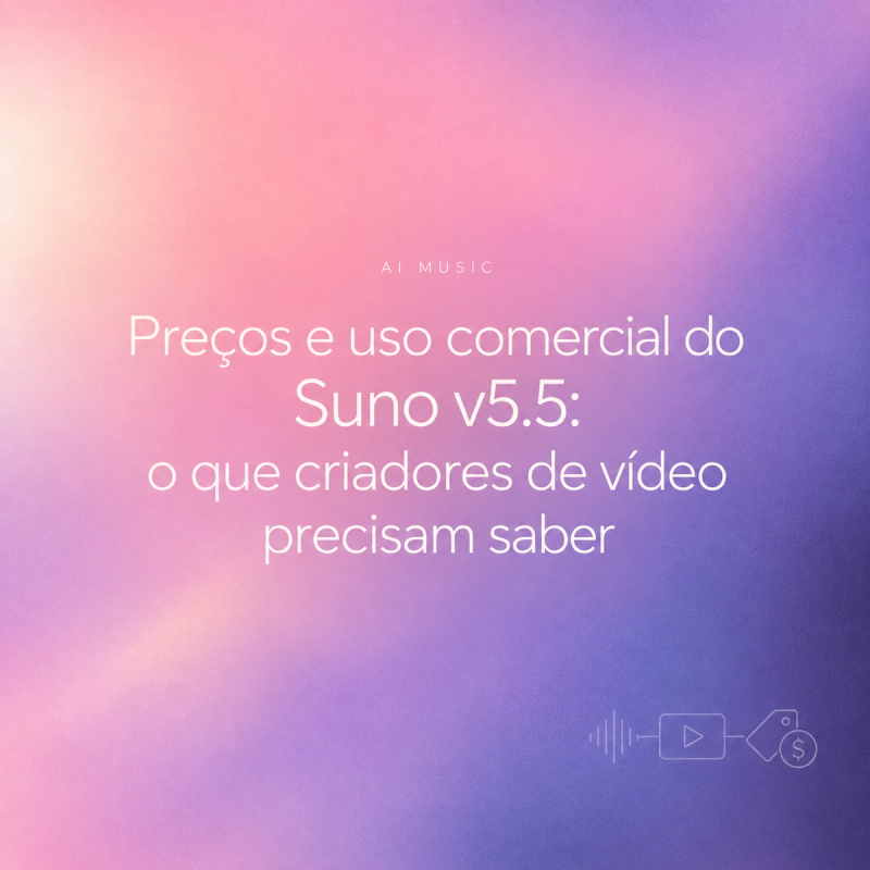 Descubra os detalhes dos planos Suno e uso comercial para criadores de vídeo no v5.5.