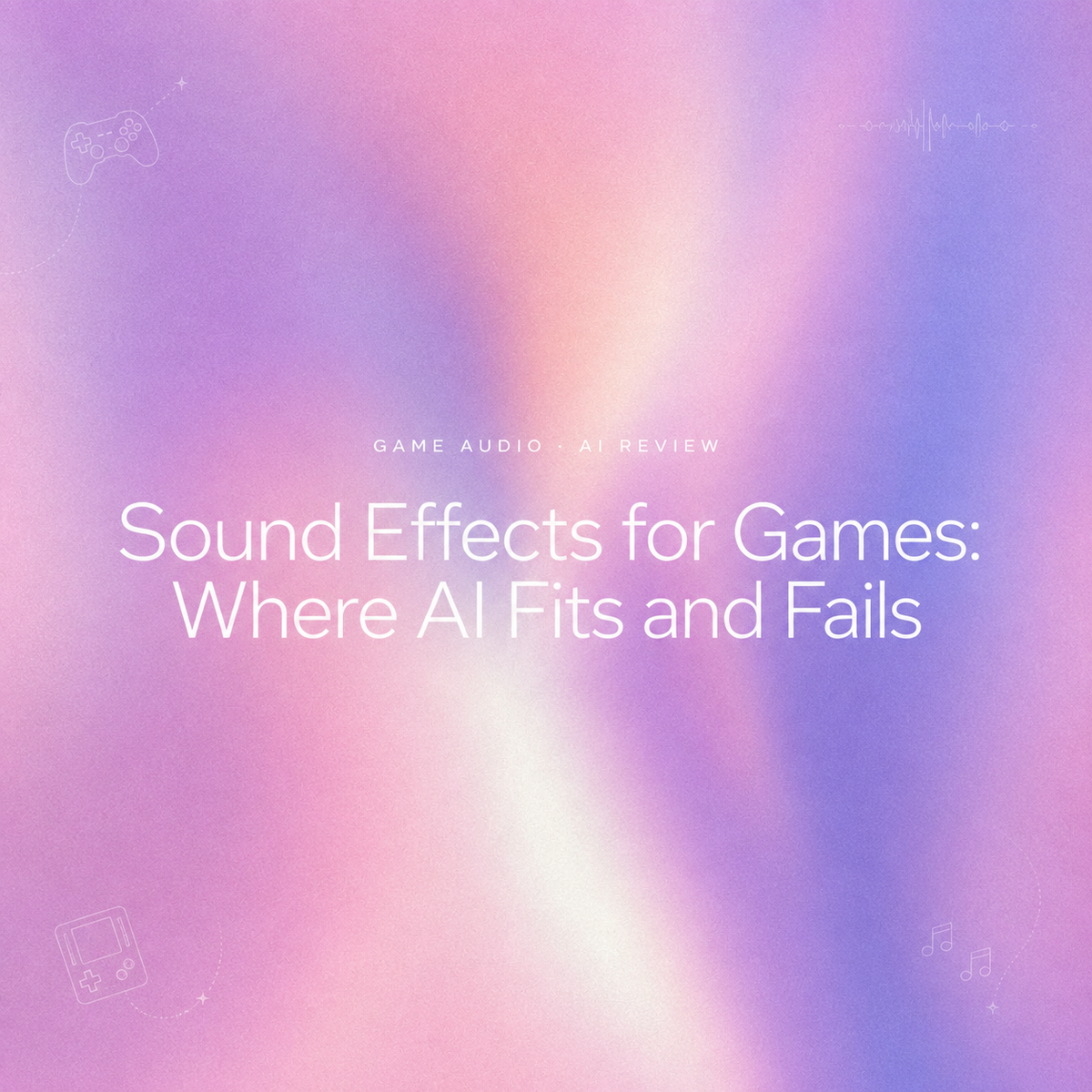 Title card for a blog post about sound effects for games, discussing where AI fits and fails in game audio production.