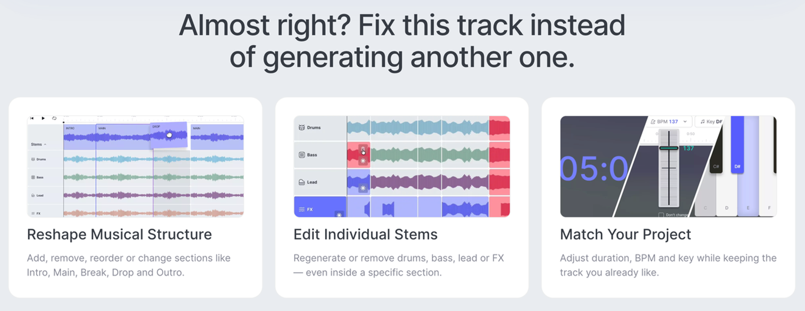 Our in-depth mubert ai review highlights the track editor, allowing users to edit stems and reshape musical structure.