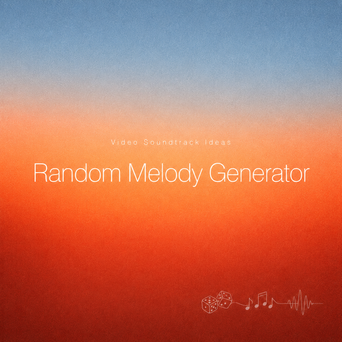 Colorful title screen displaying the text video soundtrack ideas and random melody generator with music icons.