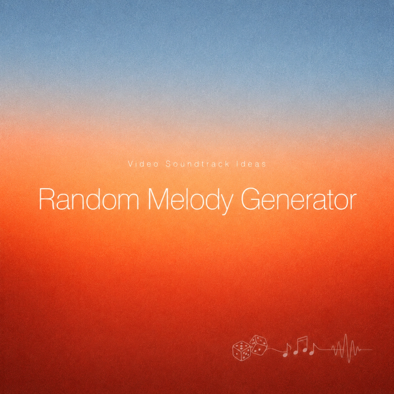 Colorful title screen displaying the text video soundtrack ideas and random melody generator with music icons.