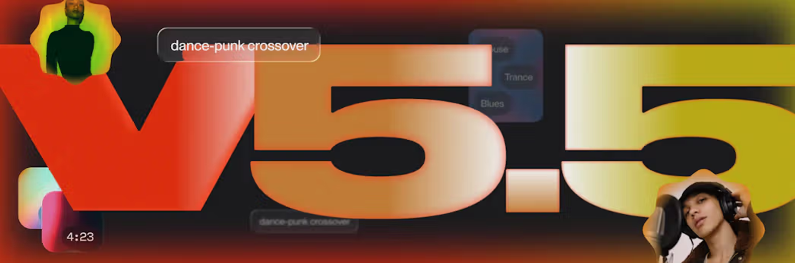 Conheça os novos recursos da atualização Suno v5.5, incluindo estilos musicais inovadores como dance-punk crossover.