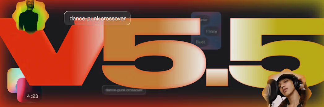 Conheça os novos recursos da atualização Suno v5.5, incluindo estilos musicais inovadores como dance-punk crossover.