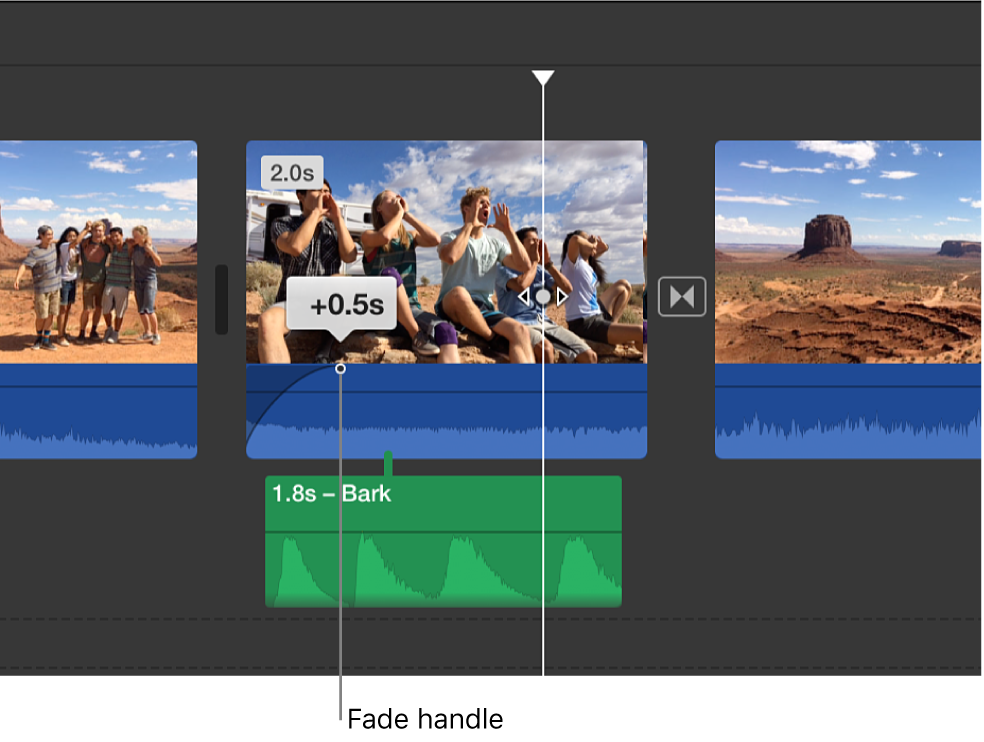 Dragging the audio handle is the core step in how to make music fade out in imovie for smooth transitions.