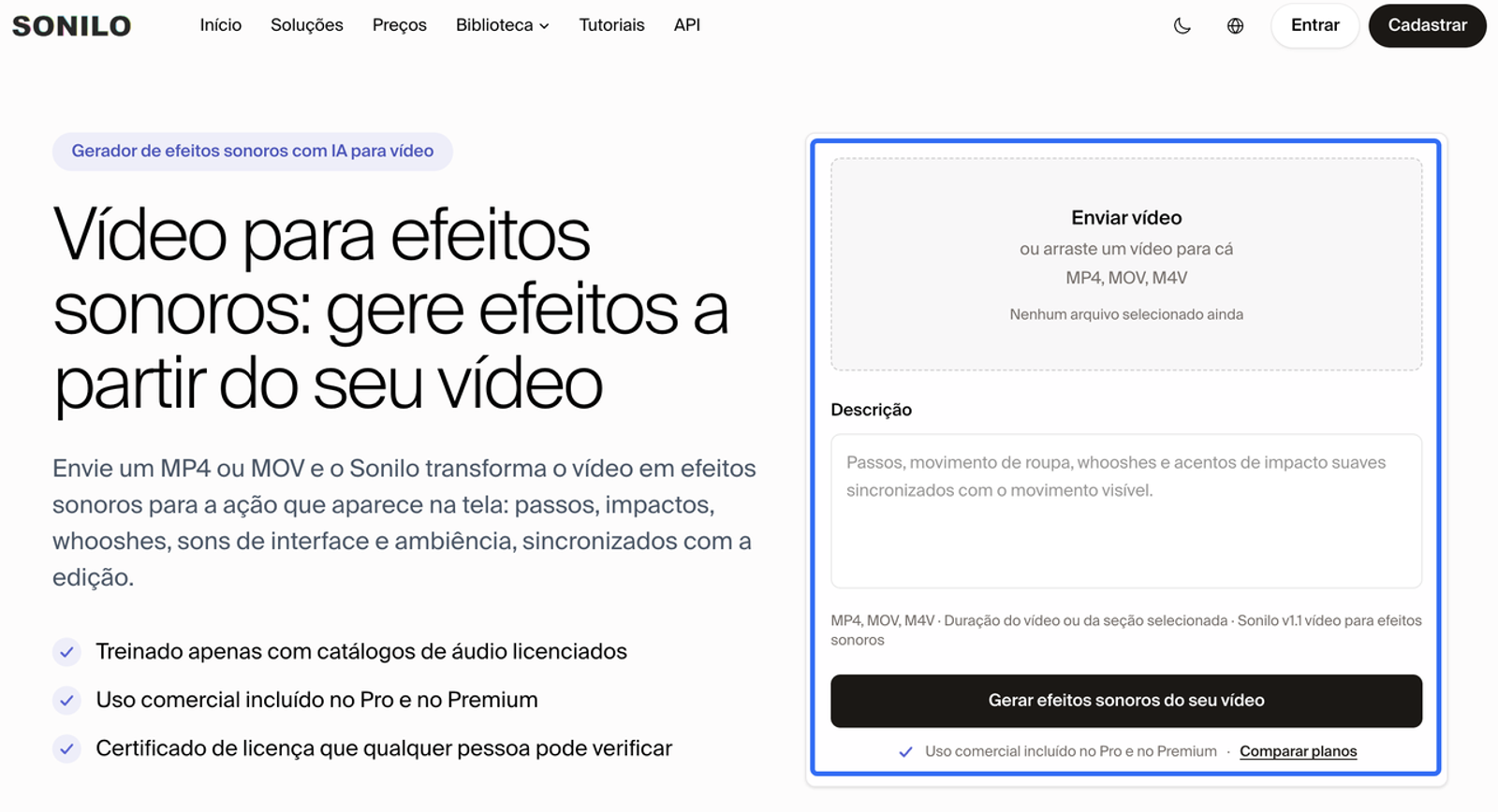 Use a inteligência artificial para criar efeitos sonoros de transição personalizados a partir de vídeos.