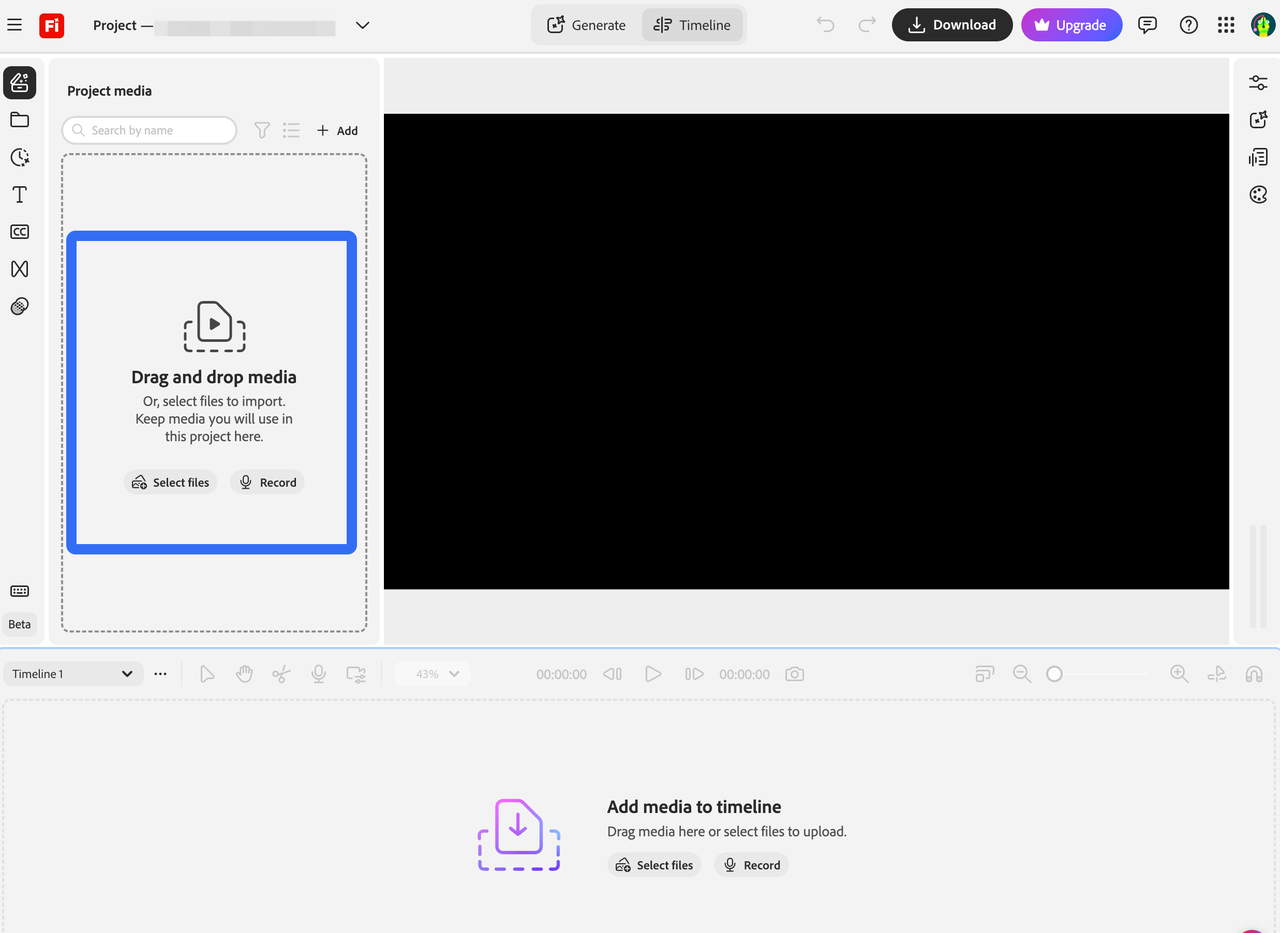 Dragging and dropping media files into the timeline before adding adobe ai sound effects.