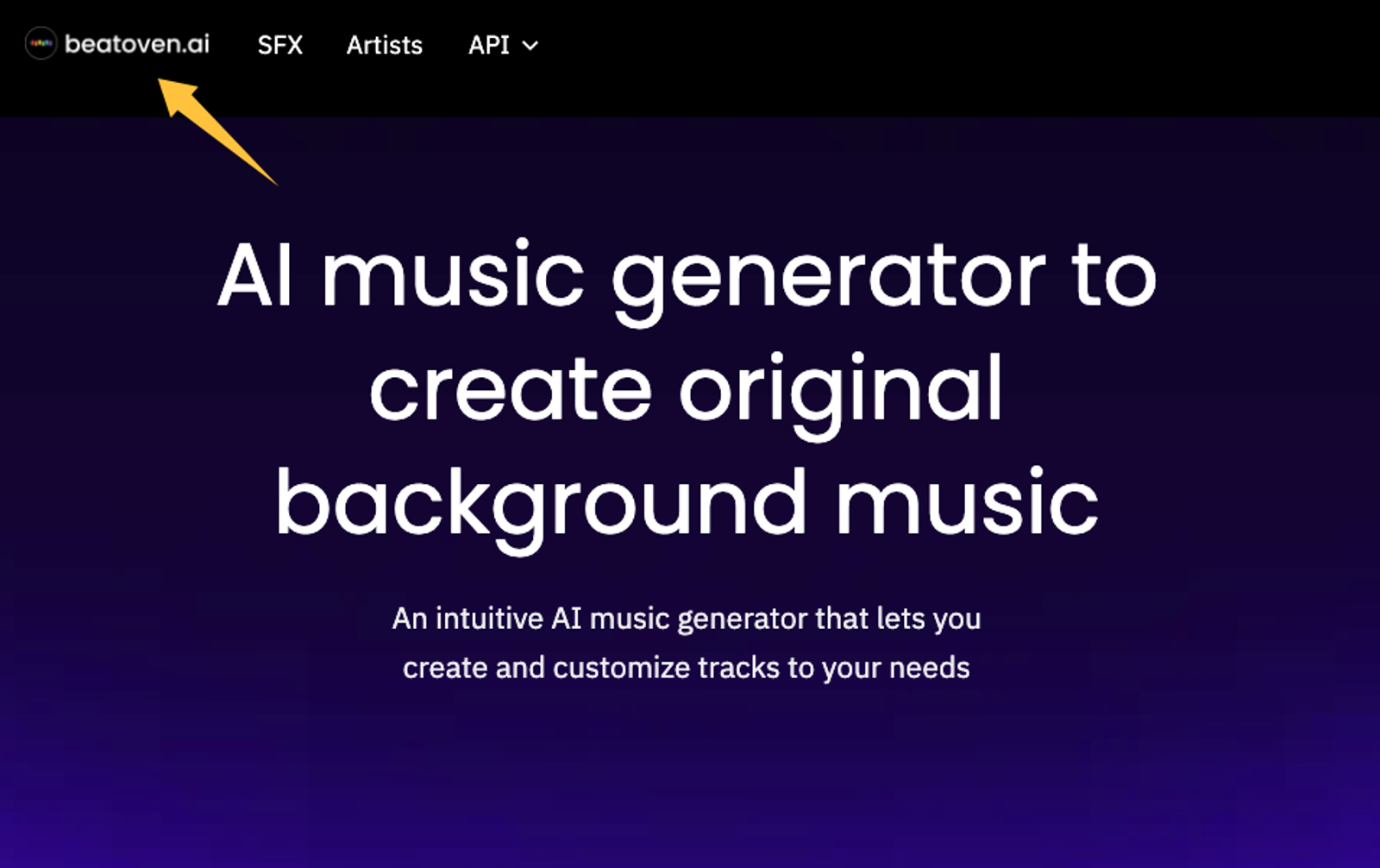 Beatoven homepage preview featured in best ai music generation tools 2026 reviews.