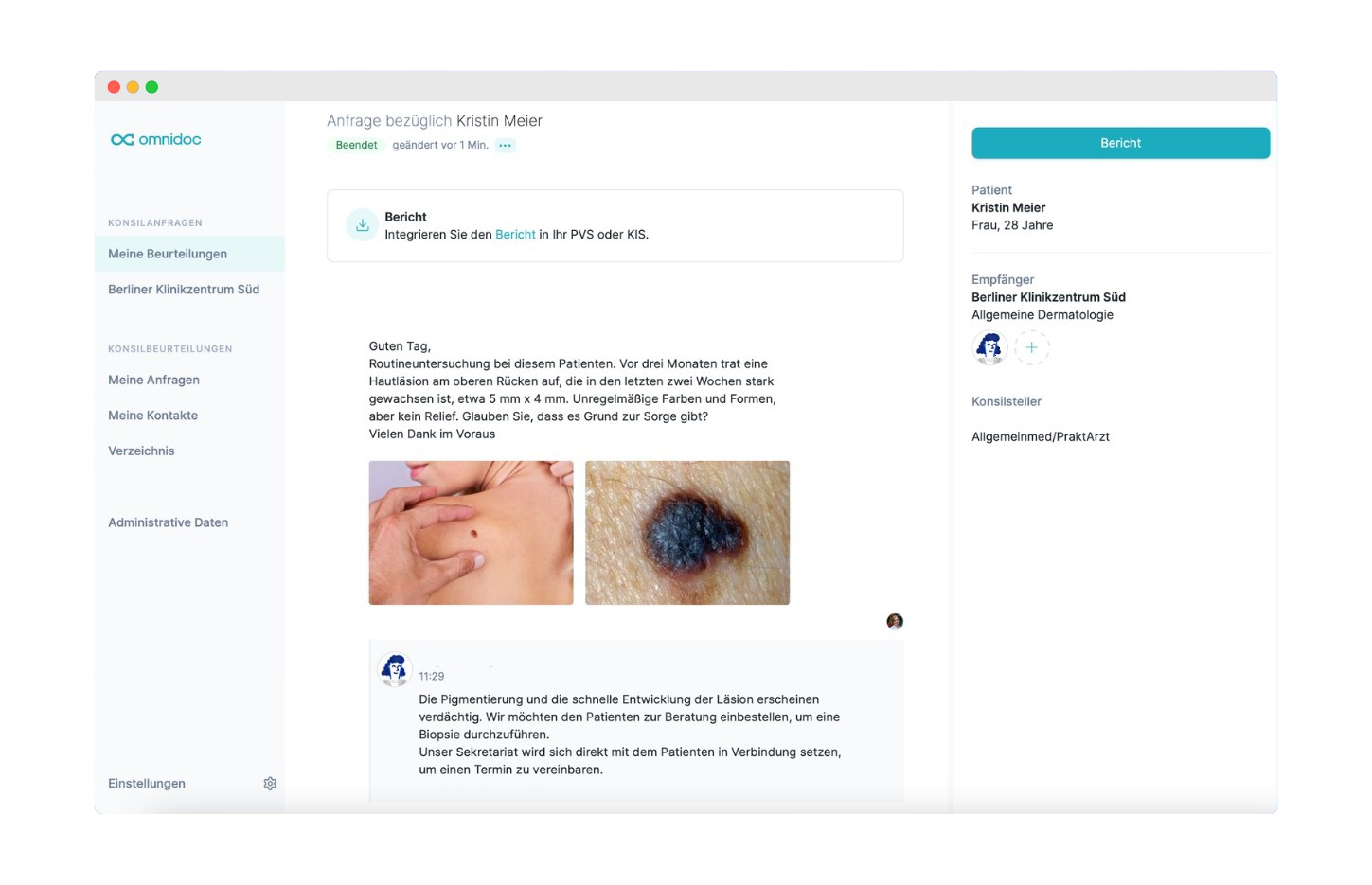 Omnidoc, Telekonsillösung – Bericht