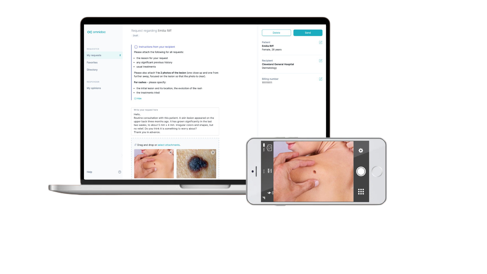 Request for eConsult on Omnidoc from computer and smartphone