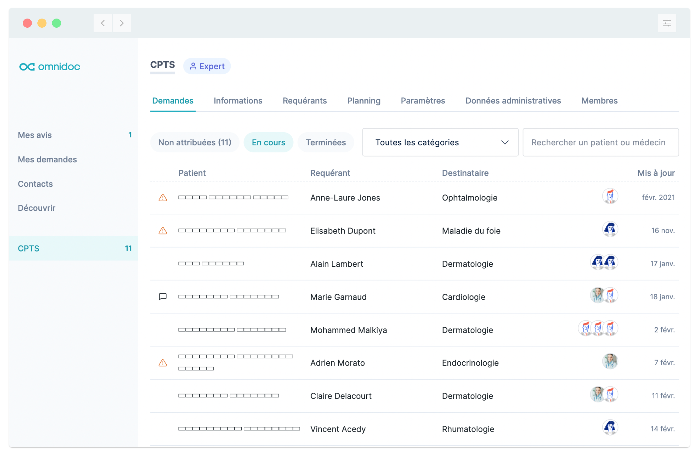 Omnidoc, plateforme de télé-expertise - Réseau CPTS - Gestion des demandes d'avis