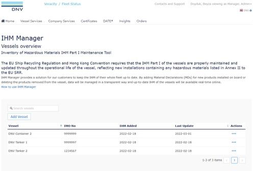 IHM Manager (IHMM) | Veracity by DNV