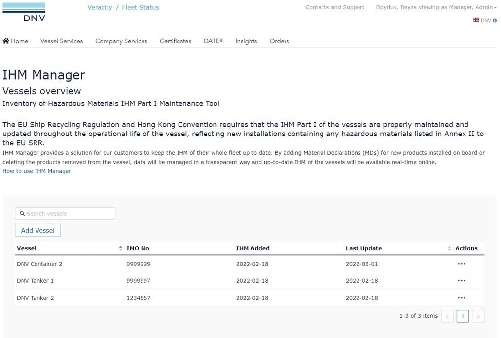 IHM Manager (IHMM) | Veracity by DNV