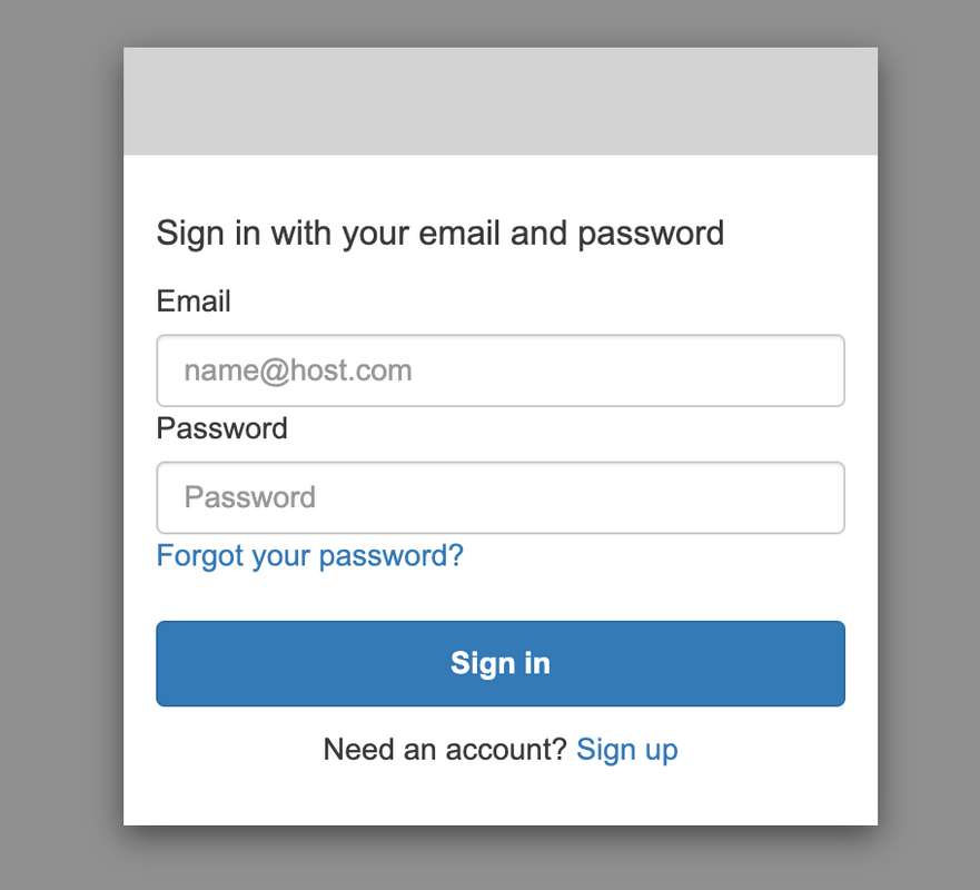 A screen shot of the AWS Cognito default login UI for an app client