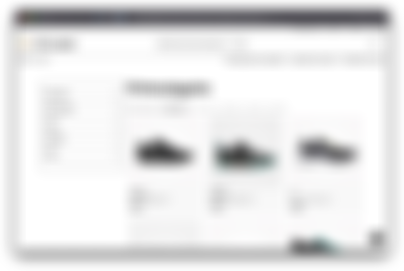 Shows the category page for lplabbet.no with several shoes and some filters