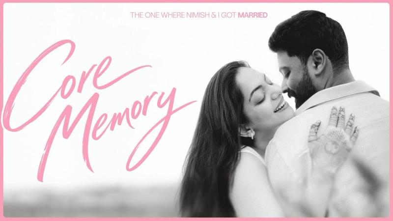 Ahaana Krishna and Nimish Ravi embrace in the black-and-white title card of Core Memory