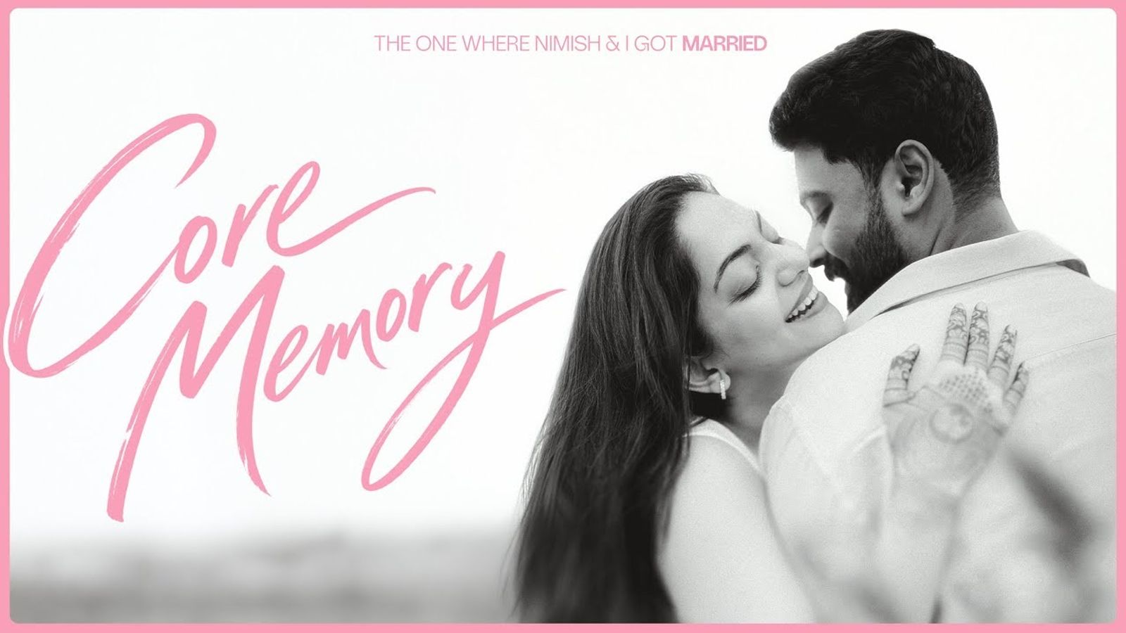 Ahaana Krishna and Nimish Ravi embrace in the black-and-white title card of Core Memory