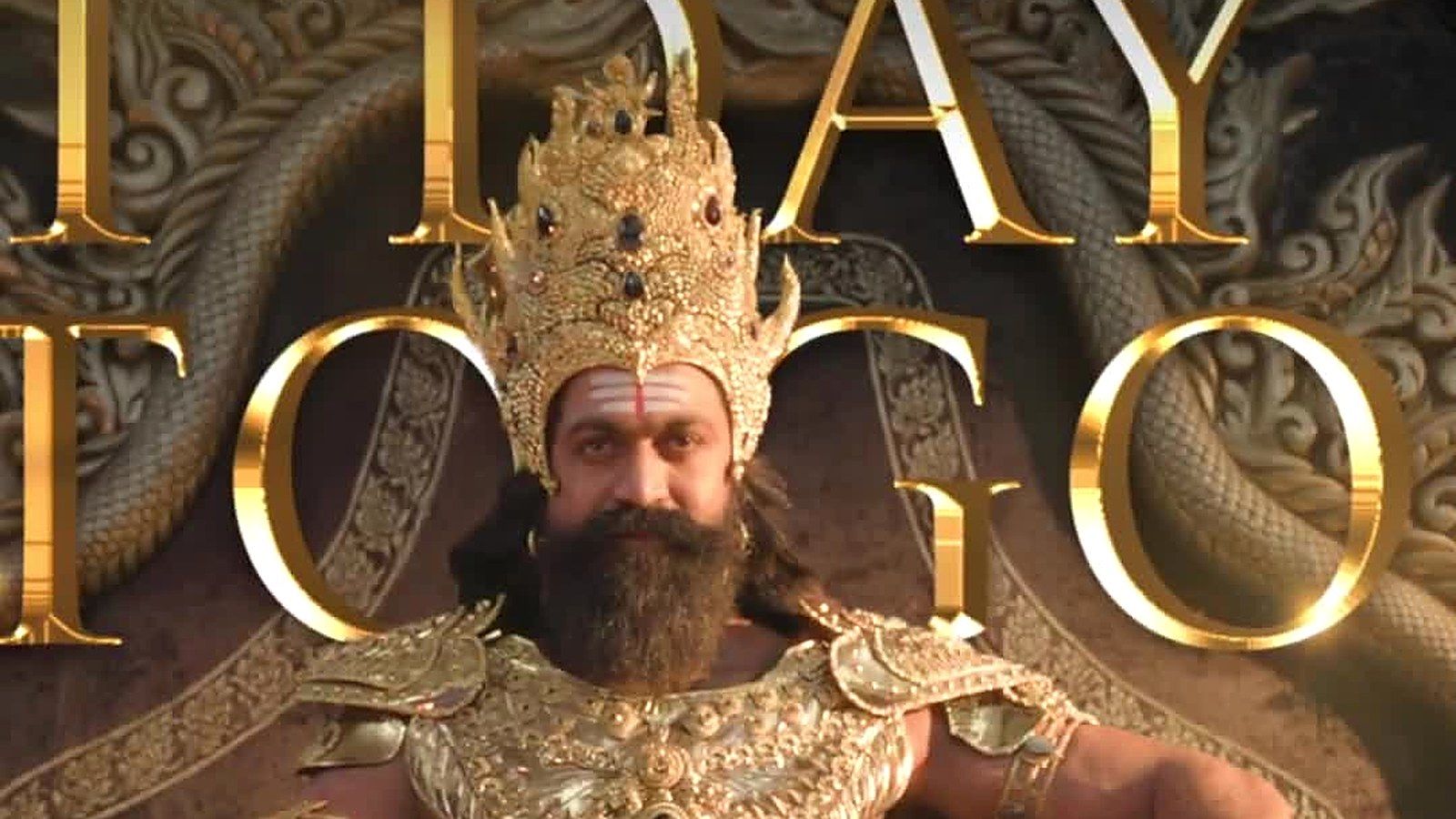 Yash as Ravana on his throne in the Ramayana Part 1 advance bookings poster