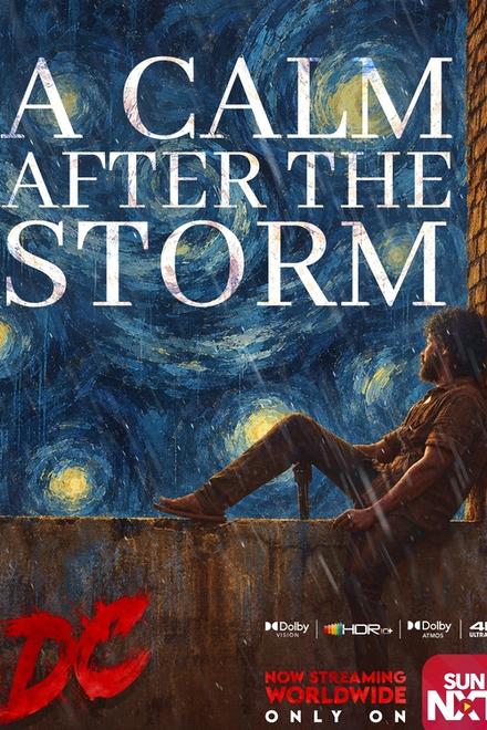 DC poster with a man sitting under a starry painted sky, Sun NXT streaming