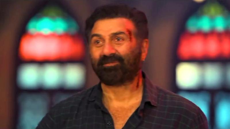 Sunny Deol, with a cut on his forehead, in front of stained-glass windows in the Suryaa: Ant Se Aarambh Tak teaser.