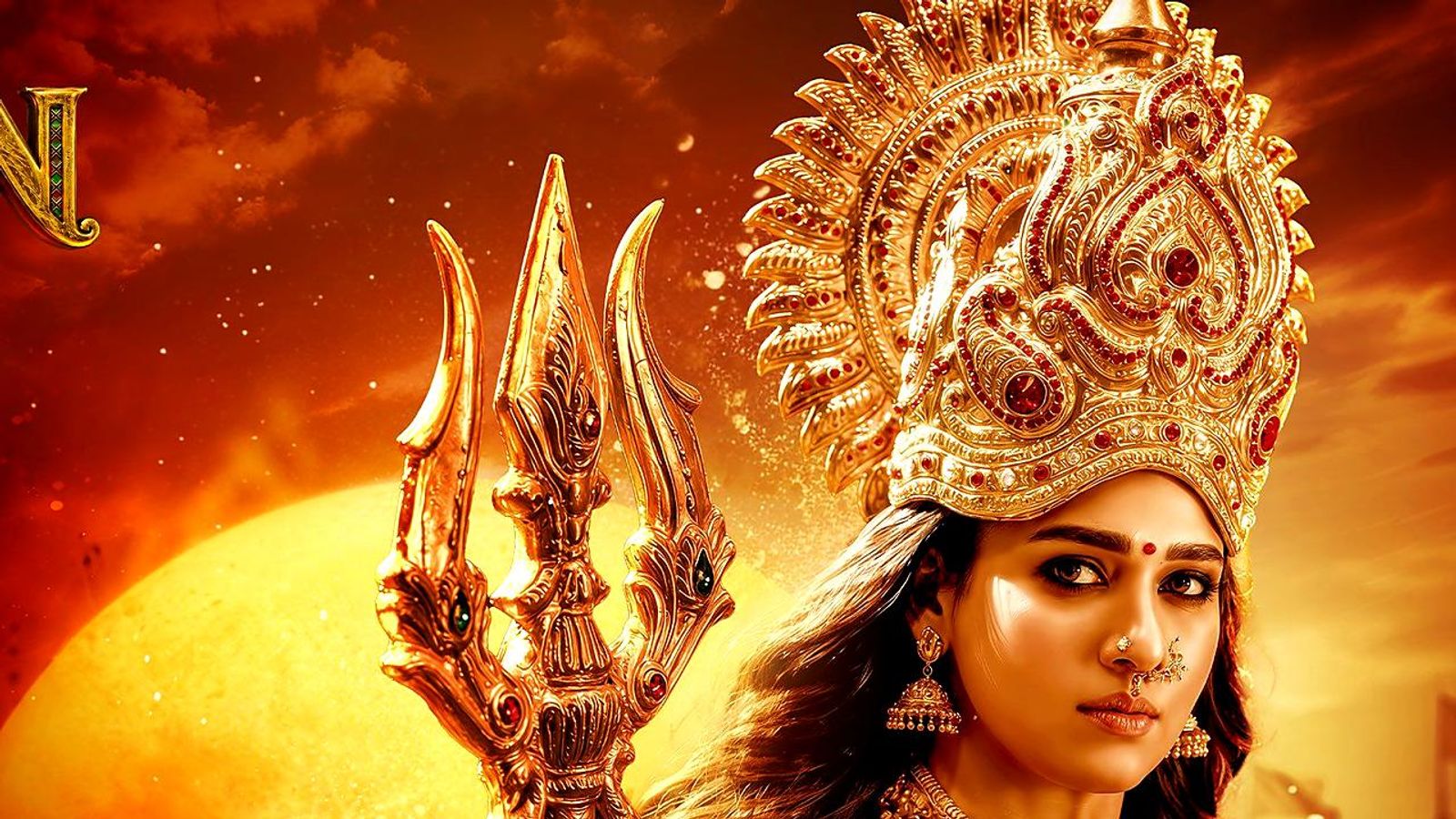 Nayanthara as the goddess in Mookuthi Amman 2 teaser imagery