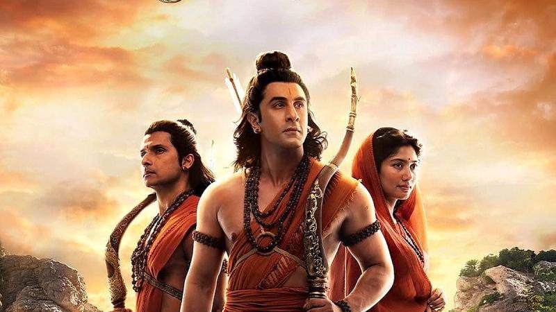 Ranbir Kapoor as Ram with Sai Pallavi as Sita and Ravi Dubey as Lakshman in the Ramayana poster.