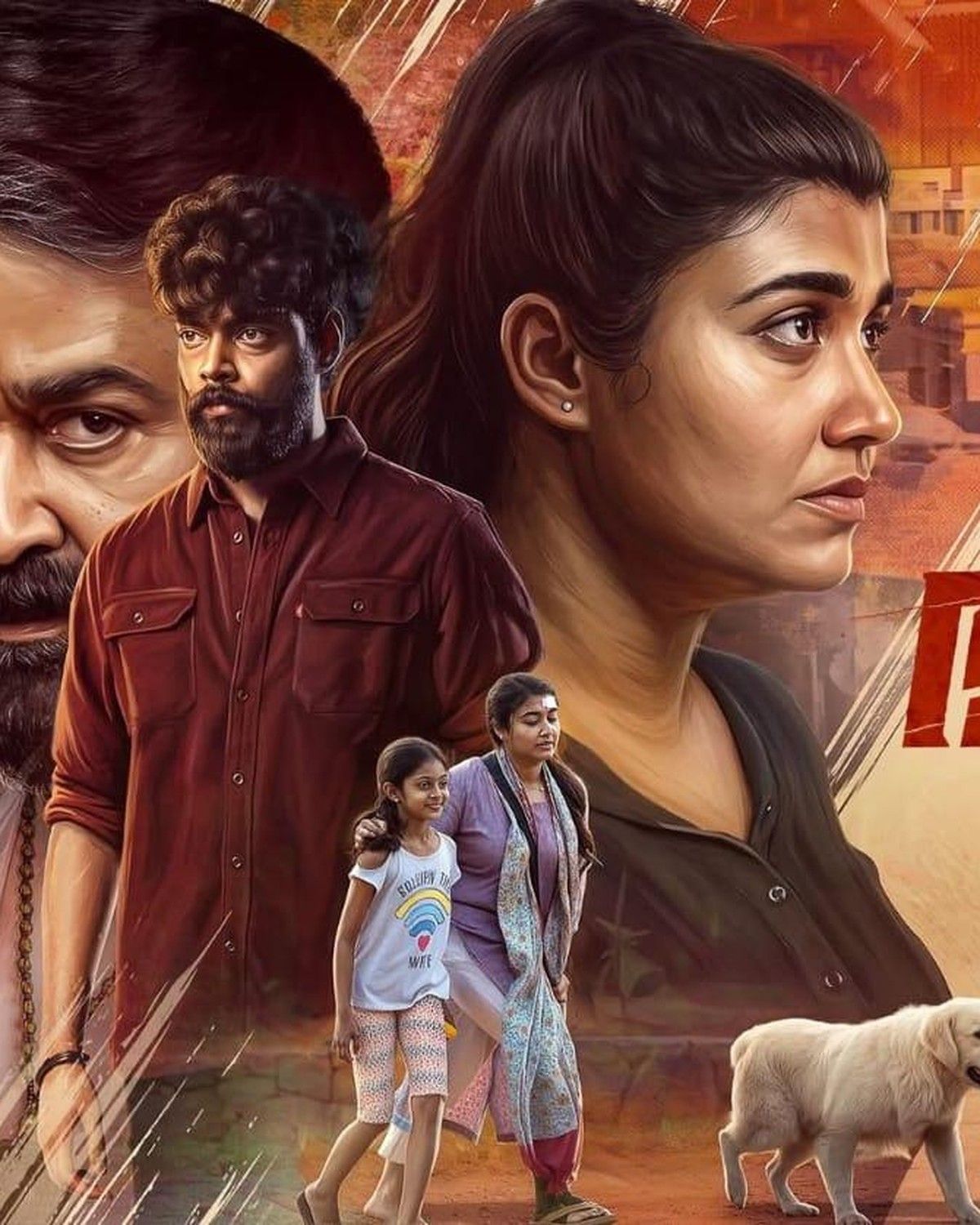 Thudakkam poster with Vismaya Mohanlal, a young man, children and a dog
