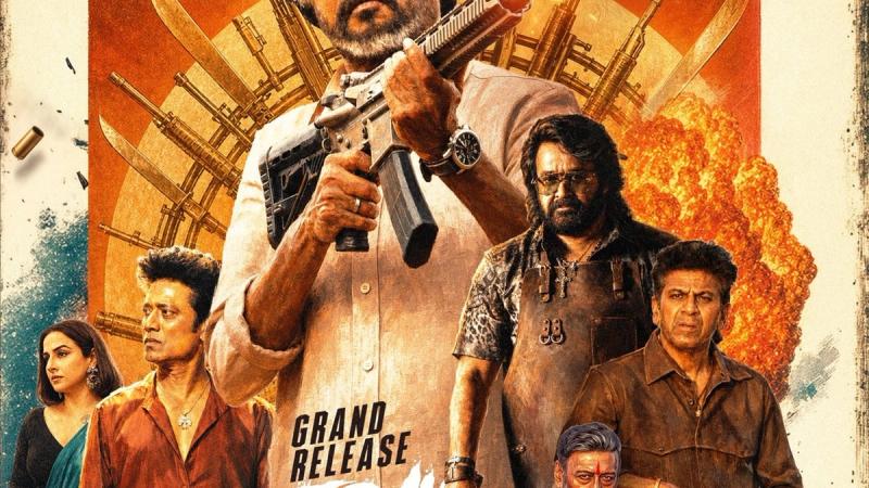Rajinikanth with a gun and Mohanlal on the official Jailer 2 release-day poster