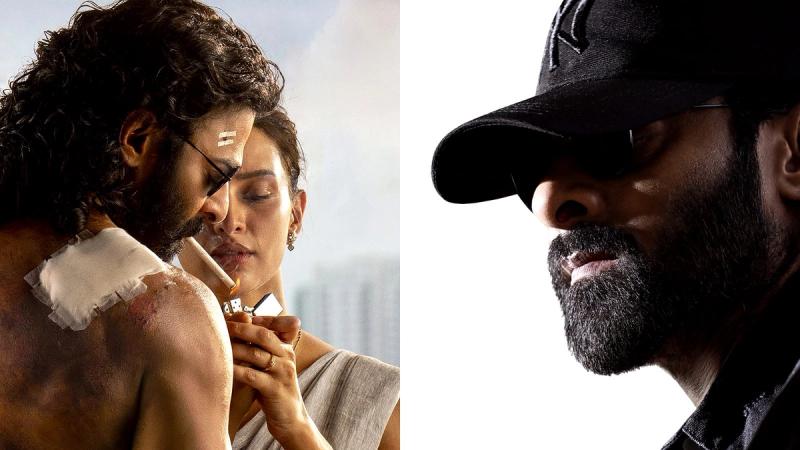 Prabhas with Triptii Dimri in the first Spirit poster, and Prabhas in a black cap and dark glasses in the new poster