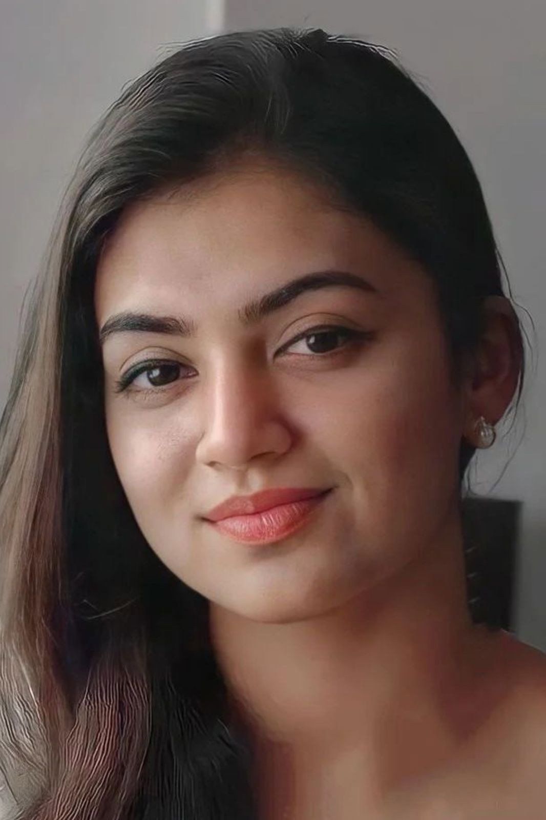 Nazriya Nazim smiling, close-up portrait