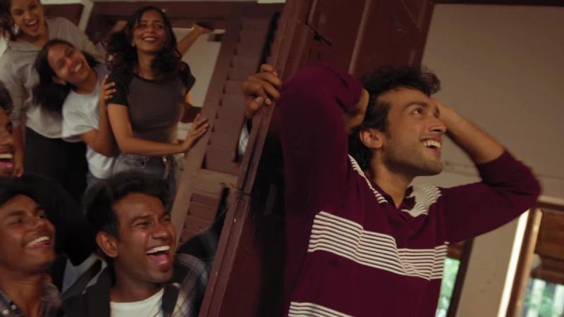Kalidas Jayaram in the Parakkum Thennale song from Many Many Happy Returns