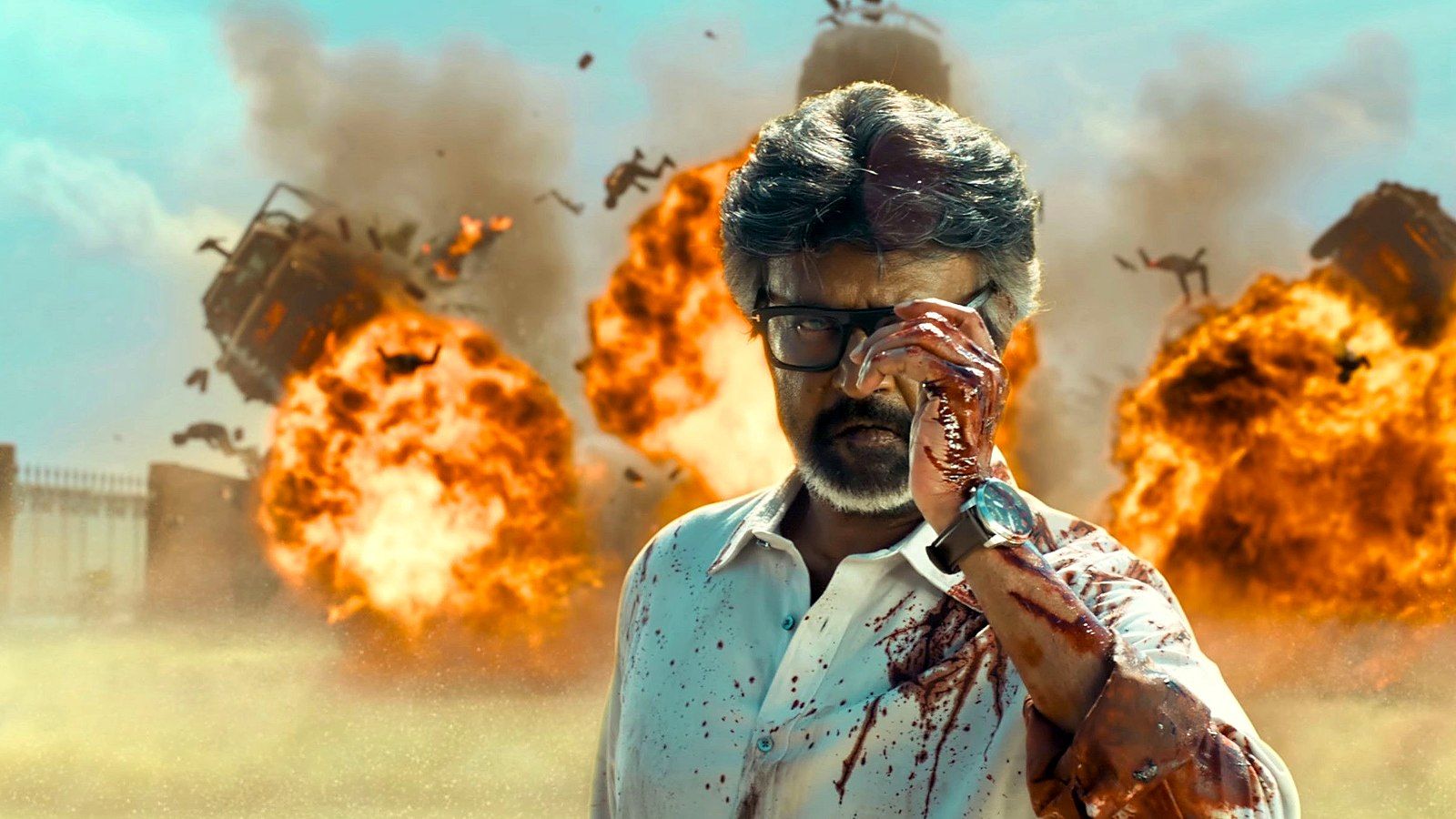 Rajinikanth walking away from explosions in Jailer 2
