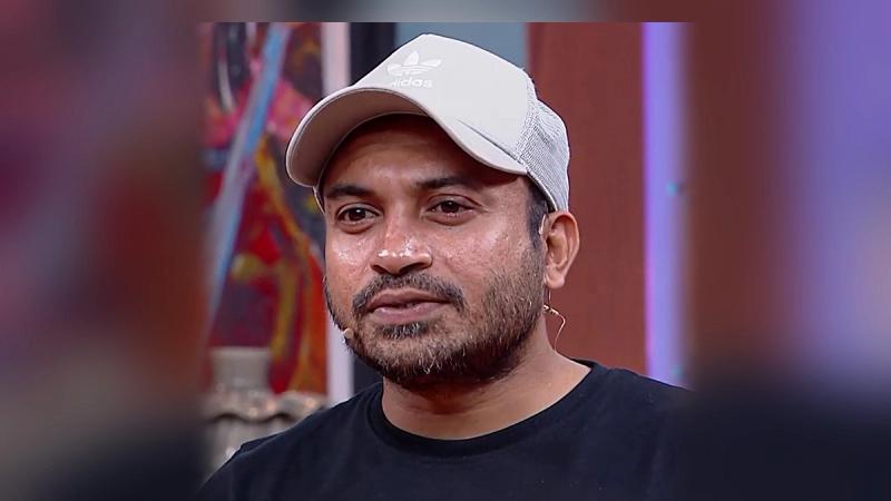 Soubin Shahir in a white cap at a TV studio