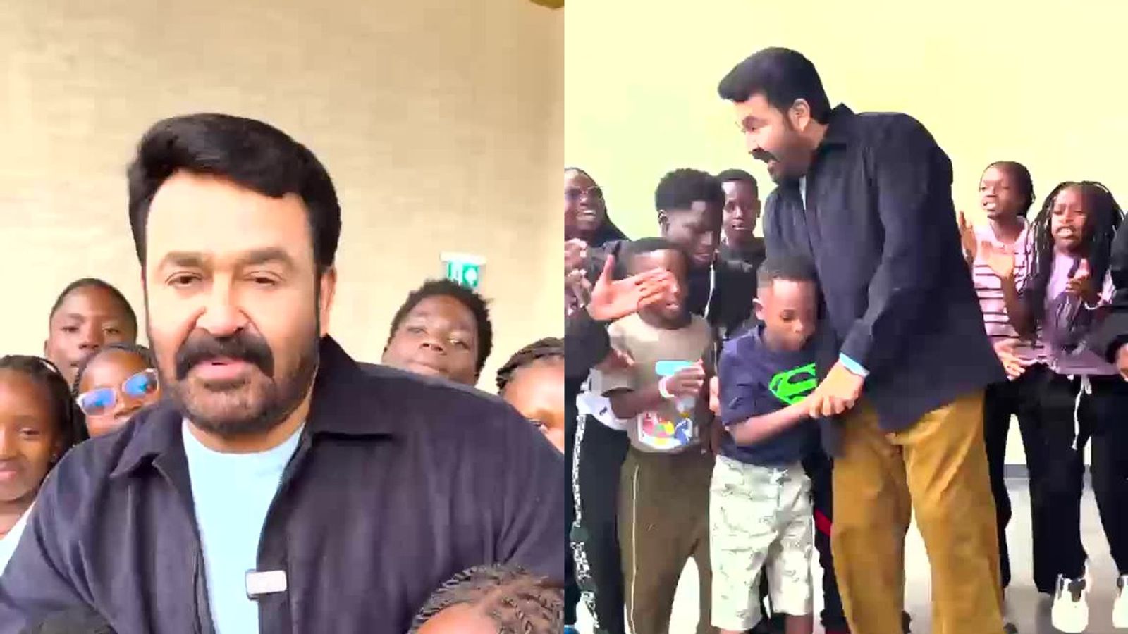 Mohanlal with members of the Triplets Ghetto Kids troupe